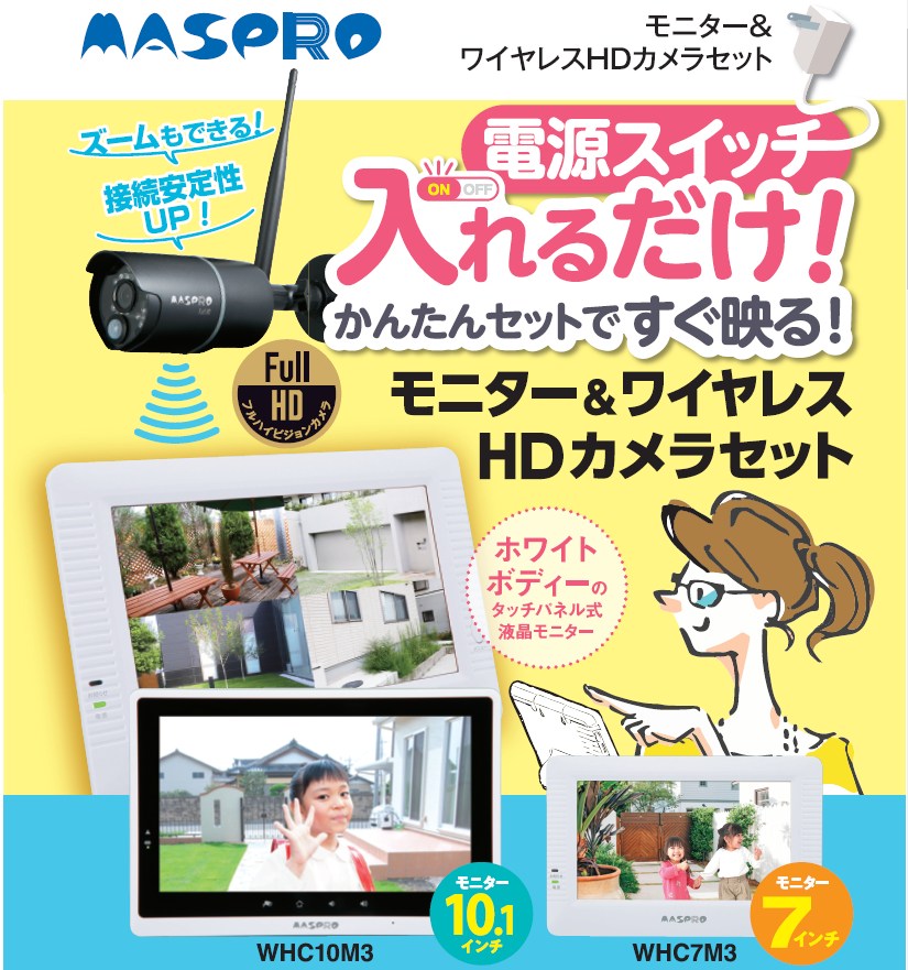 モニター＆ワイヤレスHDカメラセット マスプロ ※在庫限り品 No.20301 19101 I-01 L-01 -☆ - DENSYO SHOP